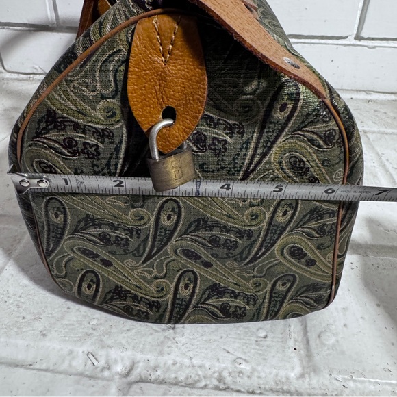 Leonard double handle vintage satchel bag with padlock, no key - Picture 10 of 16